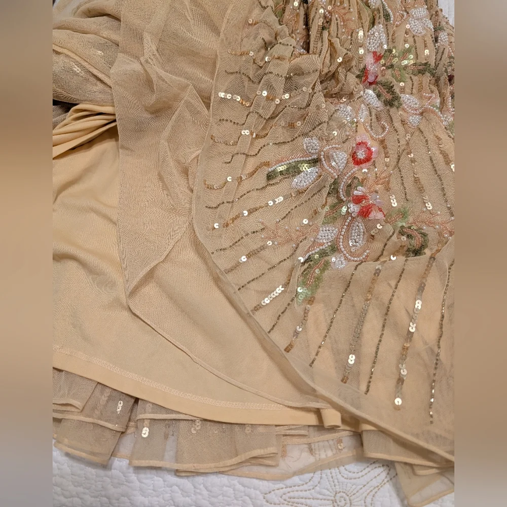 Elegant Mac Duggal Beaded  Long Sleeve Midi Dress. Size 14 - Picture 5 of 5